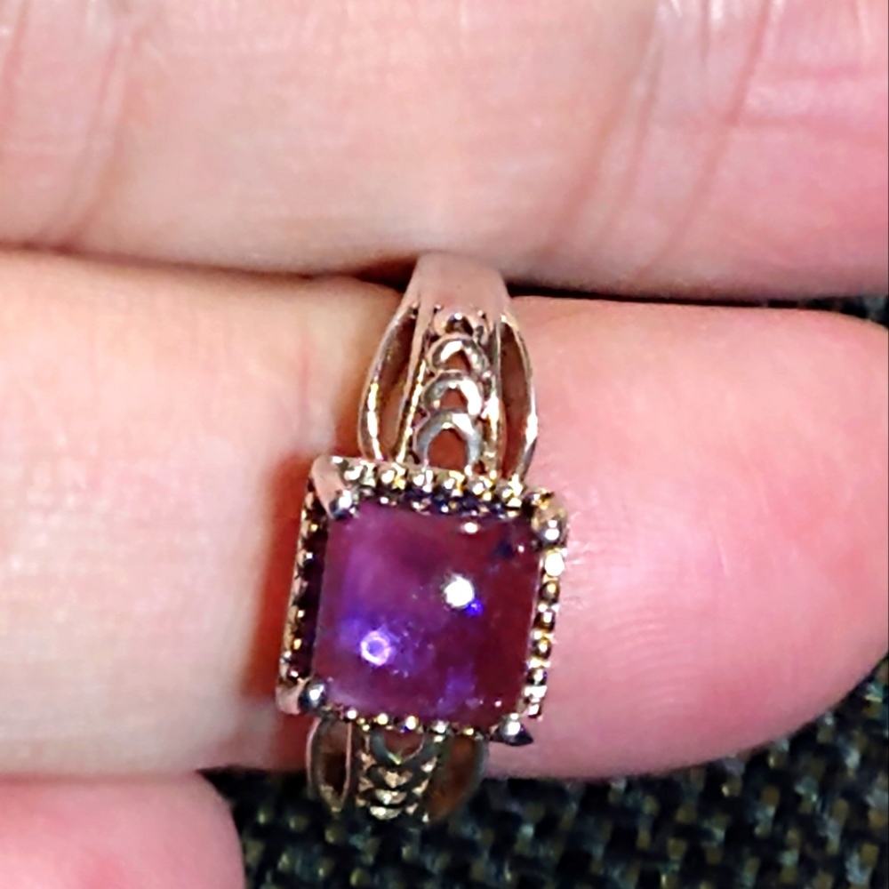 ✔️LOWEST PRICE AVAIL.🛑AMETHYST *ROSE DE FRANCE* STERLING RING. SIZE 5.5